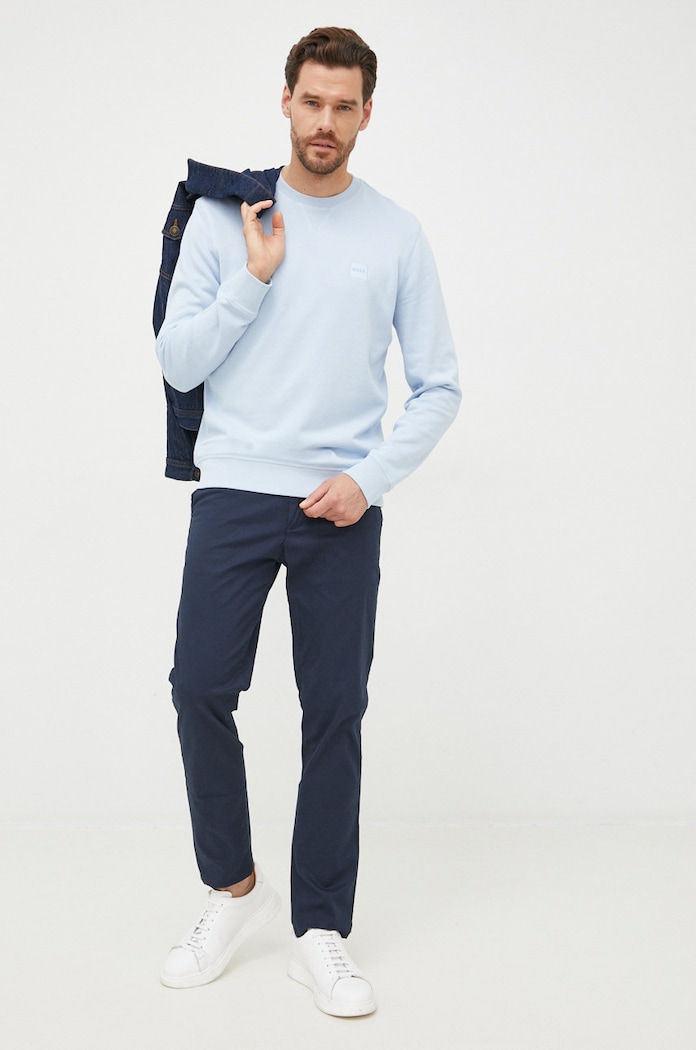 Bavlněná mikina BOSS CASUAL 50468443 modrá AA00