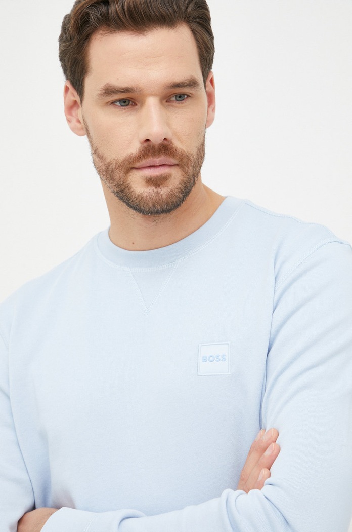 Bavlněná mikina BOSS CASUAL modrá 50468443