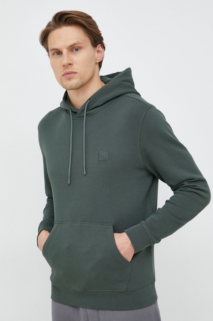 BOSS bluza bawełniana BOSS ORANGE bawełna zielony 50468445