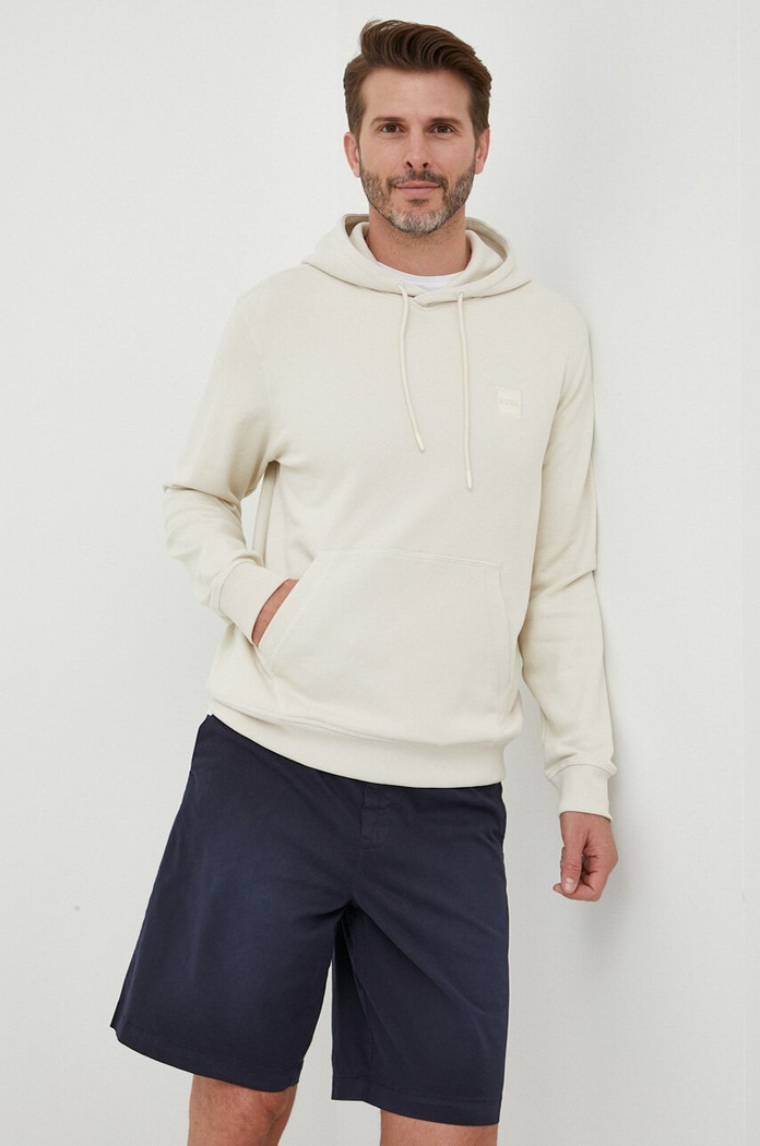 Bavlněná mikina BOSS CASUAL béžová 50468445