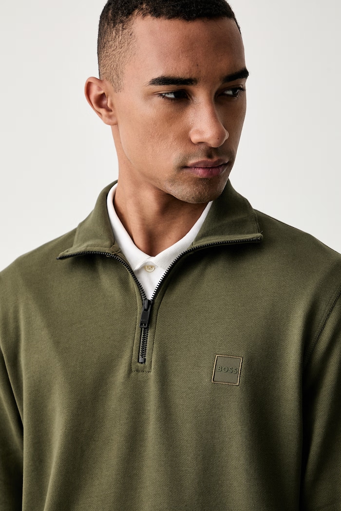 BOSS Orange bluza męska bawełniana Zetrust zielony 50468926