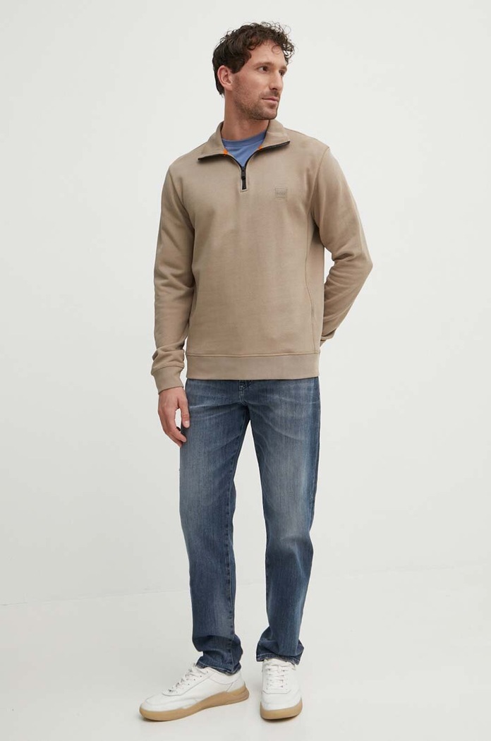 BOSS Orange bluza męska bawełniana Zetrust 50468926 brązowy SS26
