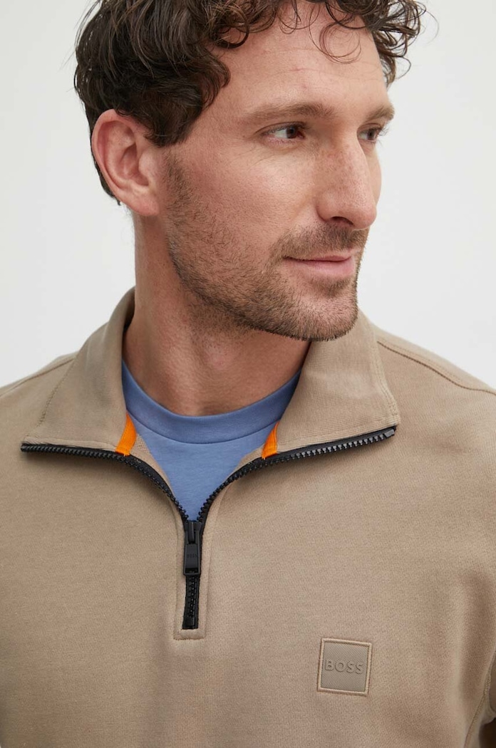 BOSS Orange bluza męska bawełniana Zetrust brązowy 50468926