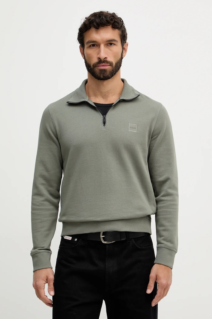 Βαμβακερή μπλούζα BOSS BOSS CASUAL πράσινο 50468926