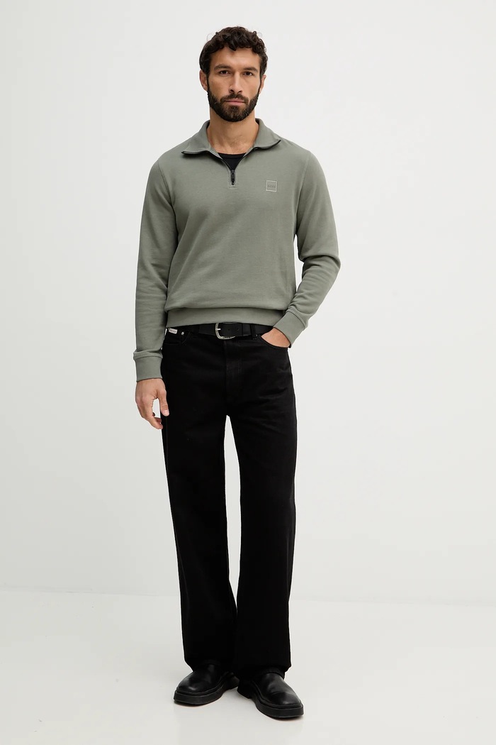Βαμβακερή μπλούζα BOSS BOSS CASUAL 50468926 πράσινο SS26