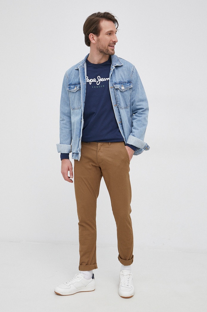 Pamučna majica dugih rukava Pepe Jeans EGGO LONG N PM508209.595 mornarsko plava SS22
