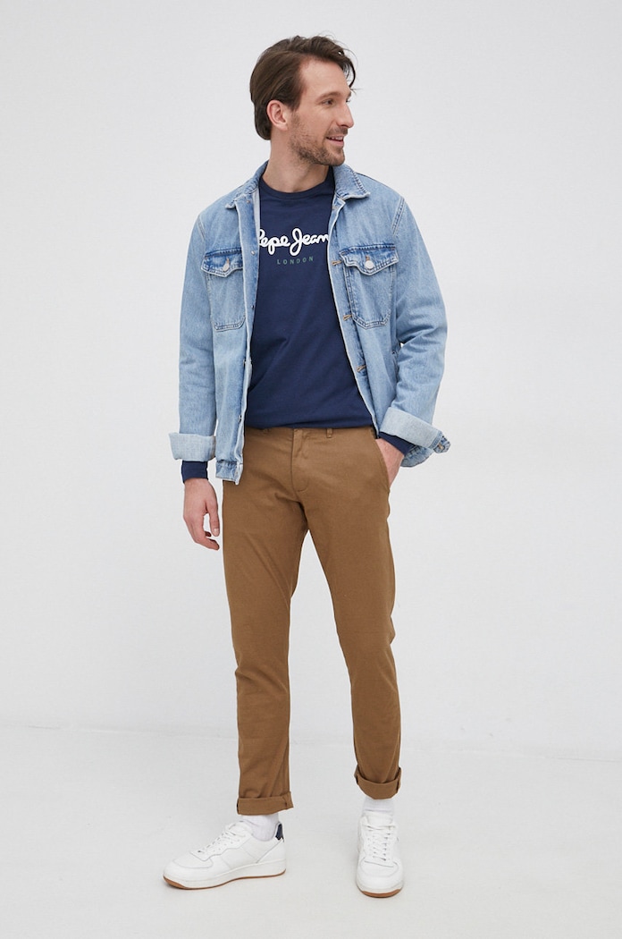 Pamučna majica dugih rukava Pepe Jeans EGGO LONG N PM508209.595 mornarsko plava SS22