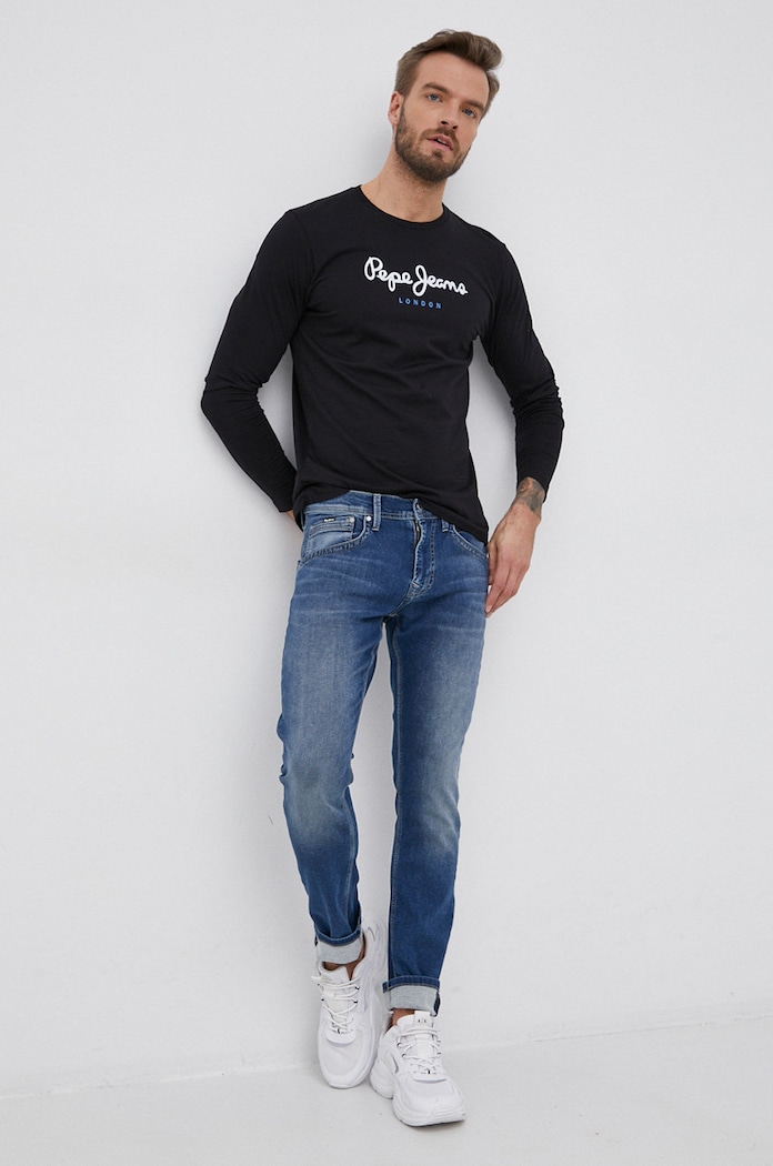 Pepe Jeans pamut hosszúujjú Eggo Long PM508209.999 fekete SS22