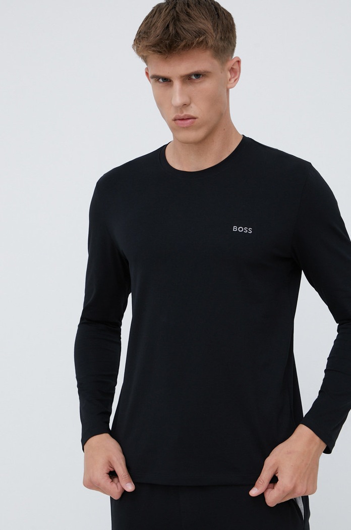 BOSS longsleeve piżamowy dzianina czarny 50470144