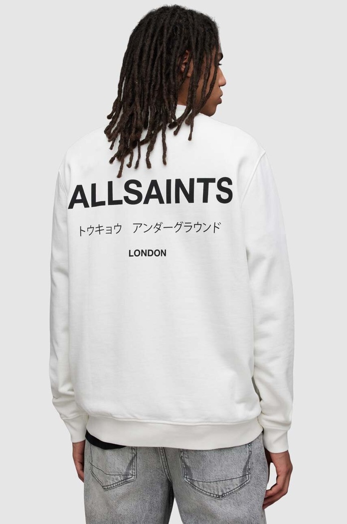 AllSaints longsleeve bawełniany nadruk biały MG049W