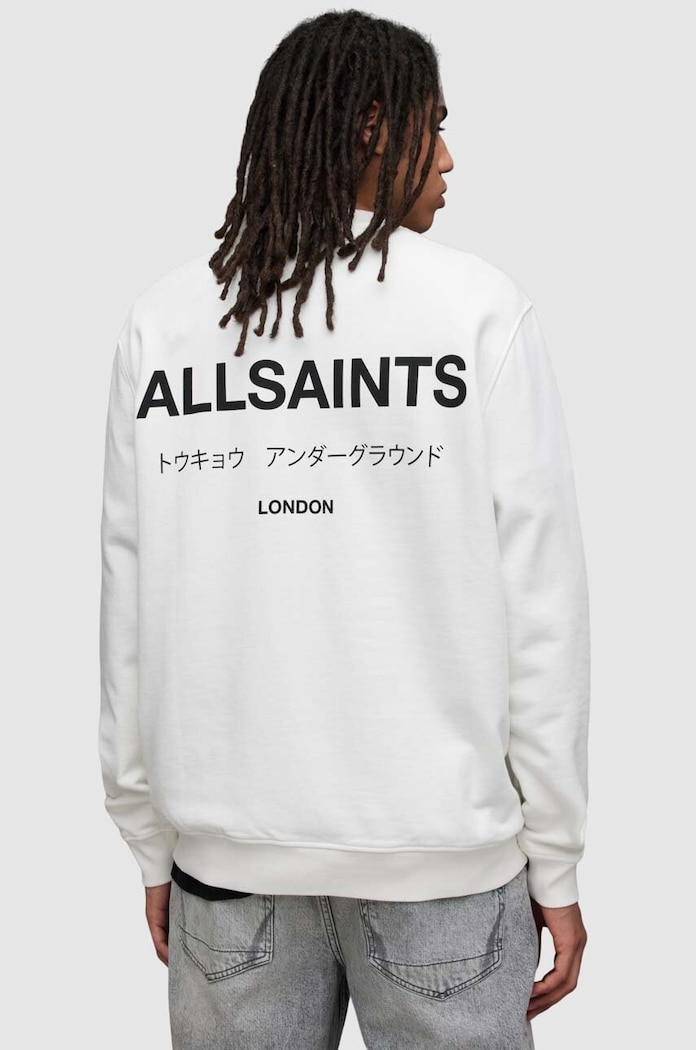 AllSaints longsleeve bawełniany nadruk biały MG049W