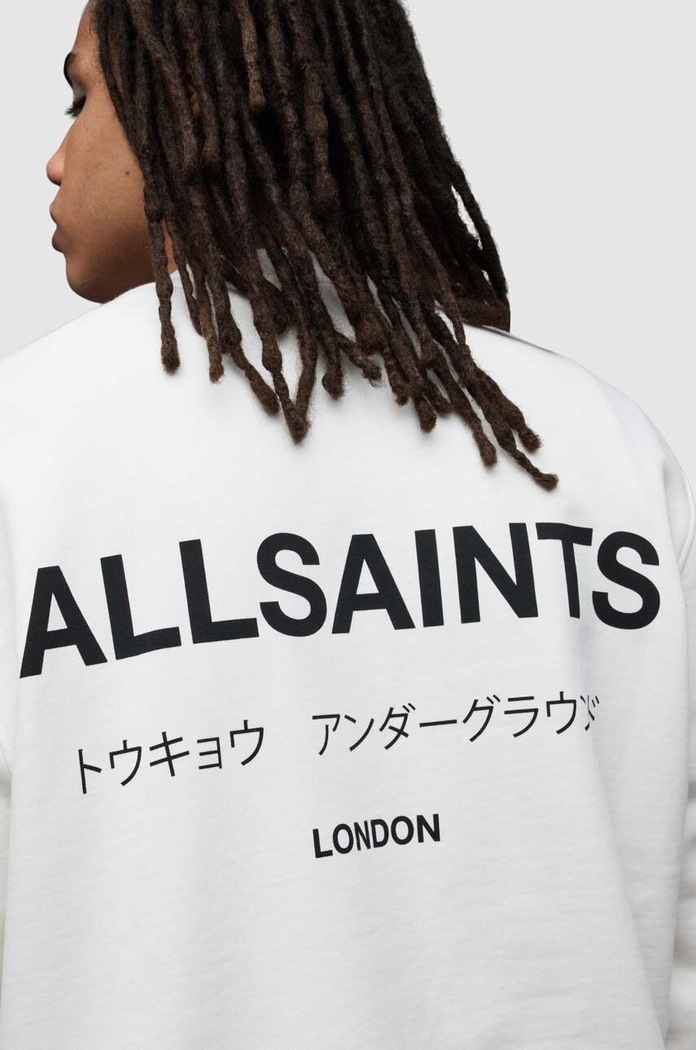AllSaints longsleeve bawełniany MG049W biały SS24
