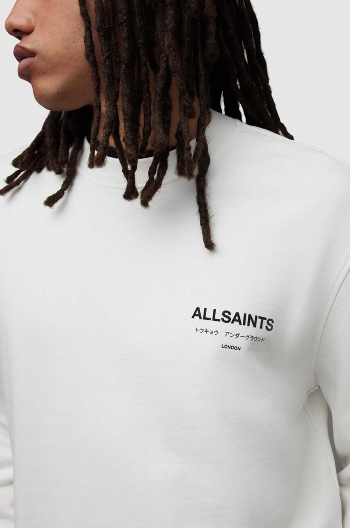 Odzież AllSaints longsleeve bawełniany MG049W biały