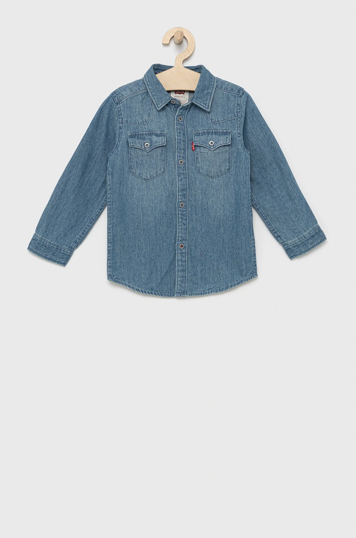 Levi's camasa de bumbac pentru copii lung albastru 8E6866.B.NOS
