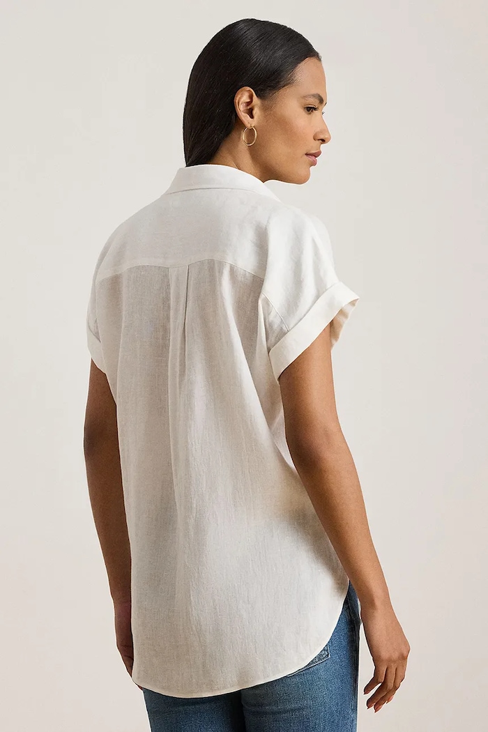 Ľanová košeľa Lauren Ralph Lauren 200699152001 biela SS25