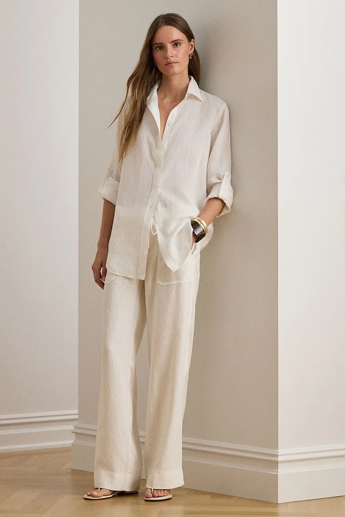 Odzież Lauren Ralph Lauren koszula lniana 200782777001 200782777001 biały