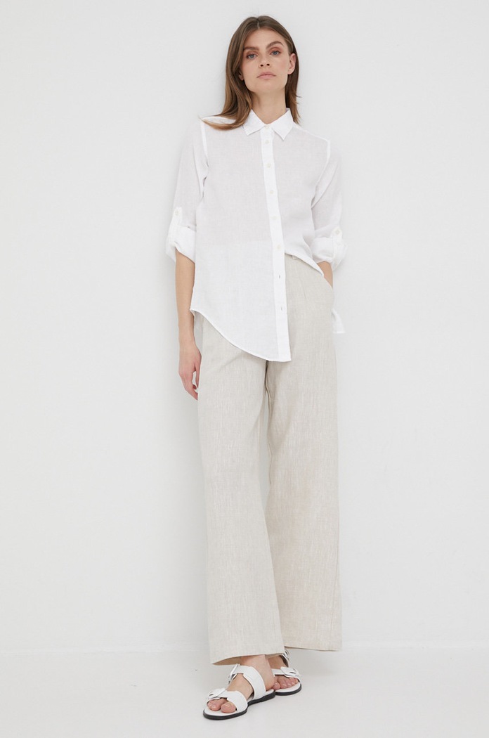 Ľanová košeľa Lauren Ralph Lauren 200782777001 biela SS24