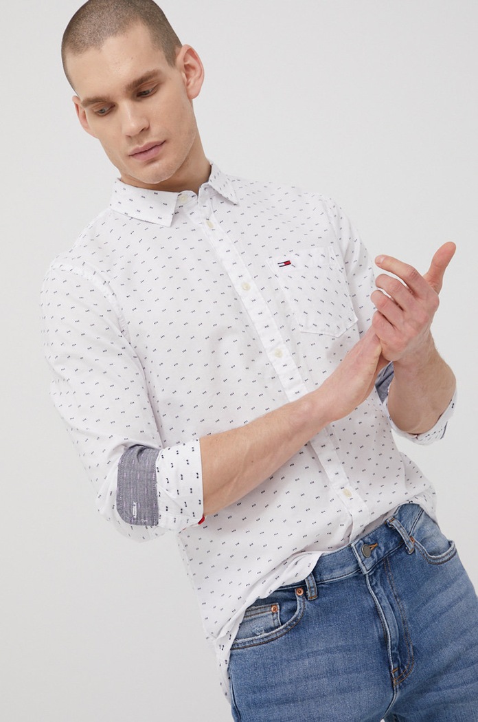 Bavlnená košeľa Tommy Jeans regular biela DM0DM12336.PPYY