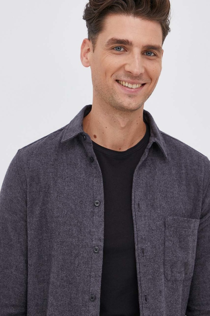 Koszula bawełniana Liam Samsoe Samsoe szary M20400058