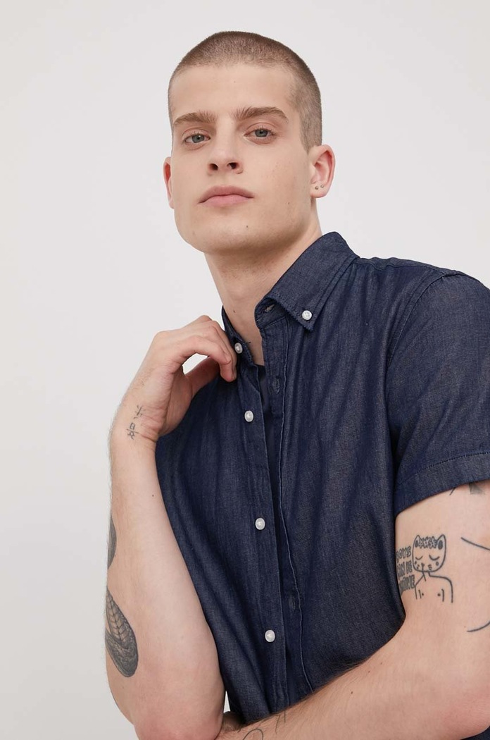 Produkt by Jack & Jones koszula bawełniana bawełna granatowy 12206323.DarkBlueDe