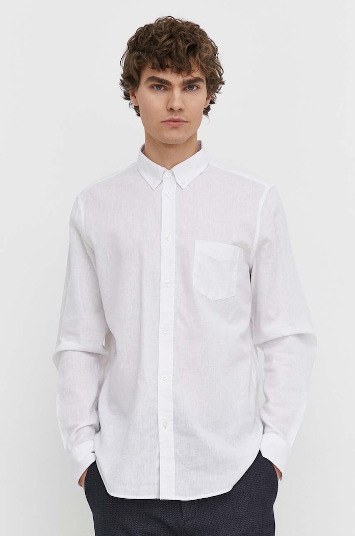 Сорочка з льону Samsoe Samsoe casual білий M20200043