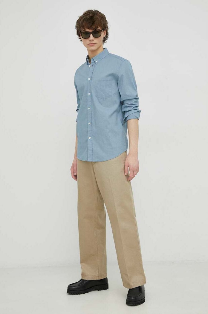 Clothing Samsoe Samsoe linen shirt M20200043 blue
