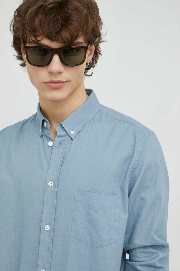 Samsoe Samsoe linen shirt M20200043 blue