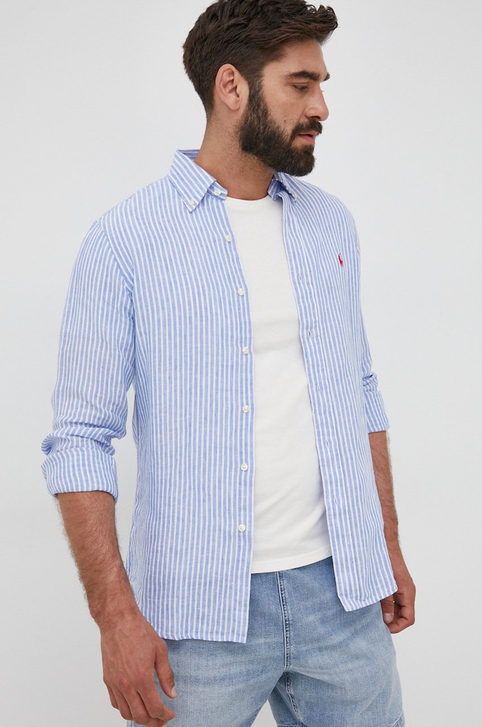 Plátěná košile Polo Ralph Lauren regular modrá 710873446001