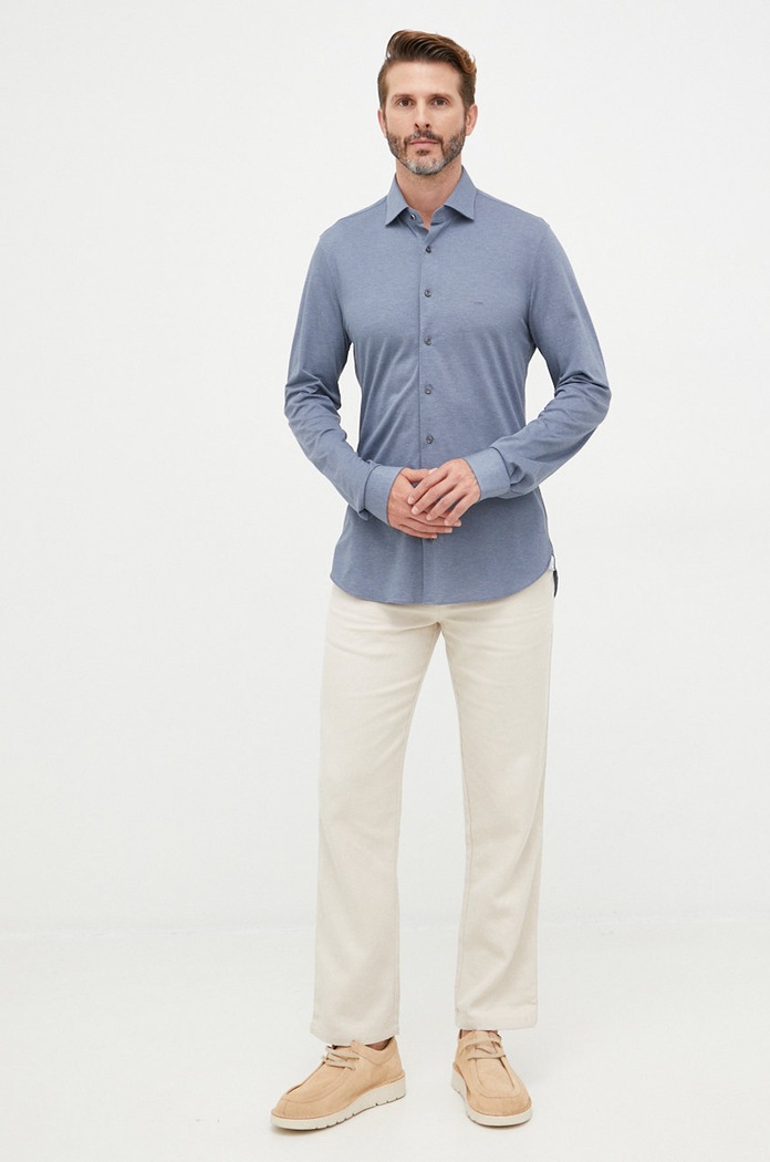 Bavlnená košeľa Michael Kors MD0MD91392 modrá SS26