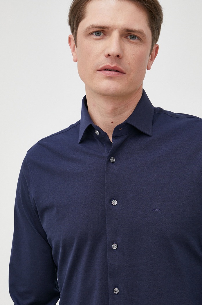 Bavlnená košeľa Michael Kors slim tmavomodrá MD0MD91392