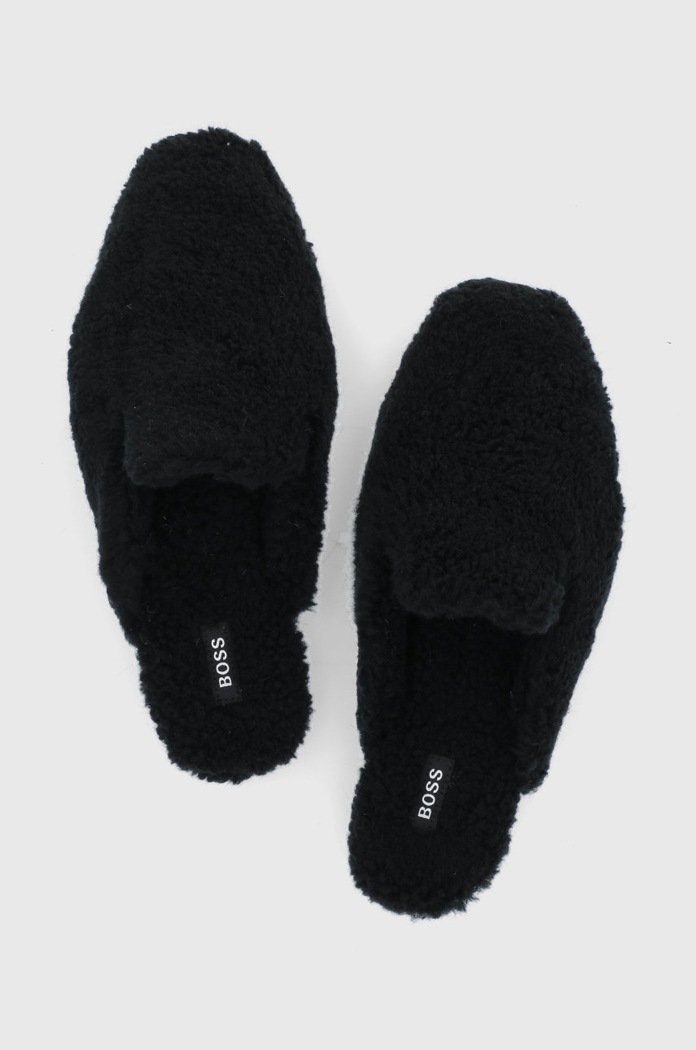 BOSS Kapcie Romie Home S-Fur 50466631.001 czarny 50466631.001