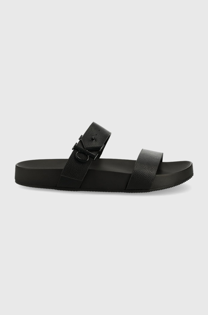 Kožne natikače Calvin Klein Jeans Planet friendly crna YW0YW00598.BDS