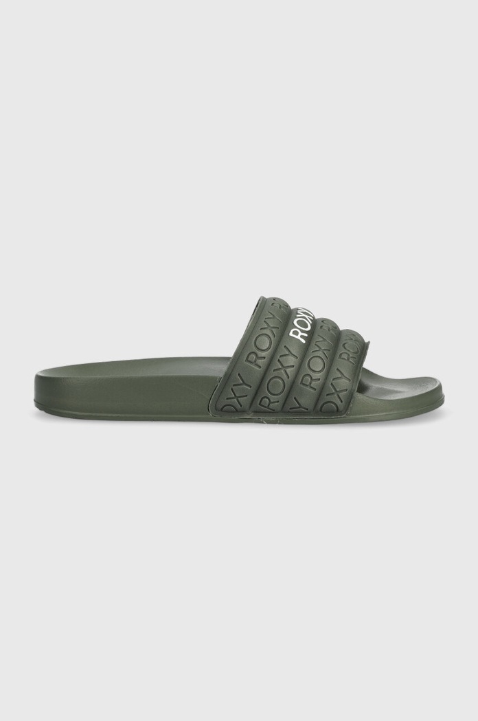 Pantofle Roxy Slippy bez podpatku zelená ARJL100999