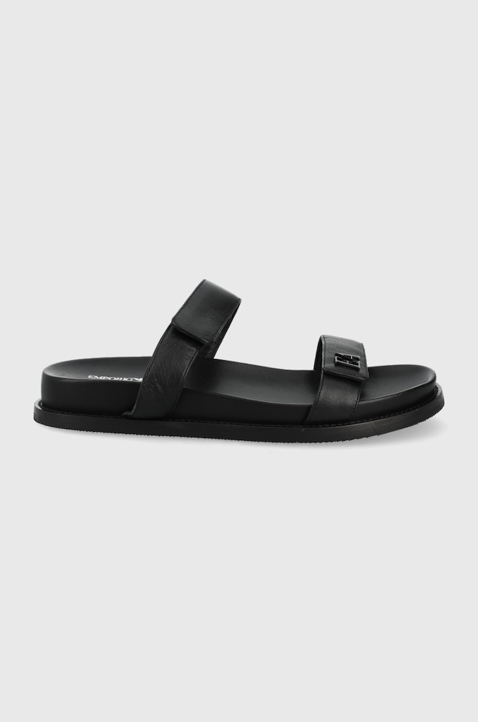 Emporio Armani klapki skórzane X3P778.XF271.00002 płaski czarny X3P778.XF271.00002