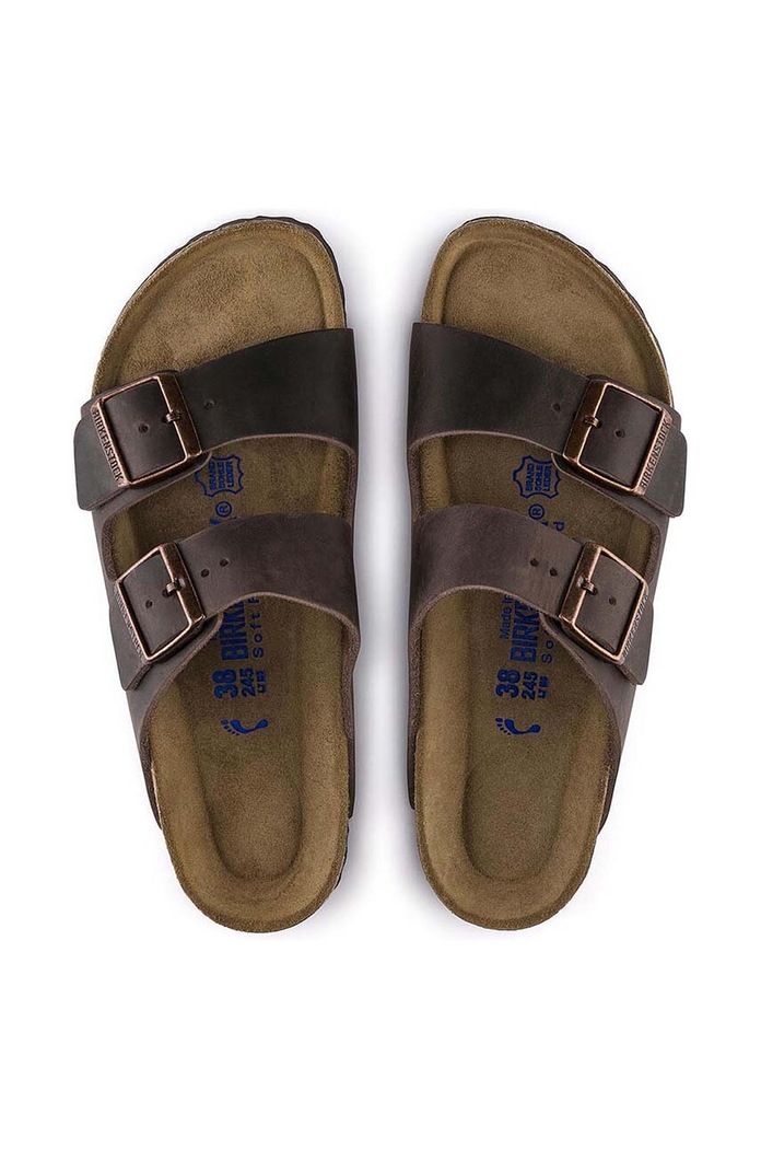 Δερμάτινες παντόφλες Birkenstock Arizona καφέ 452763