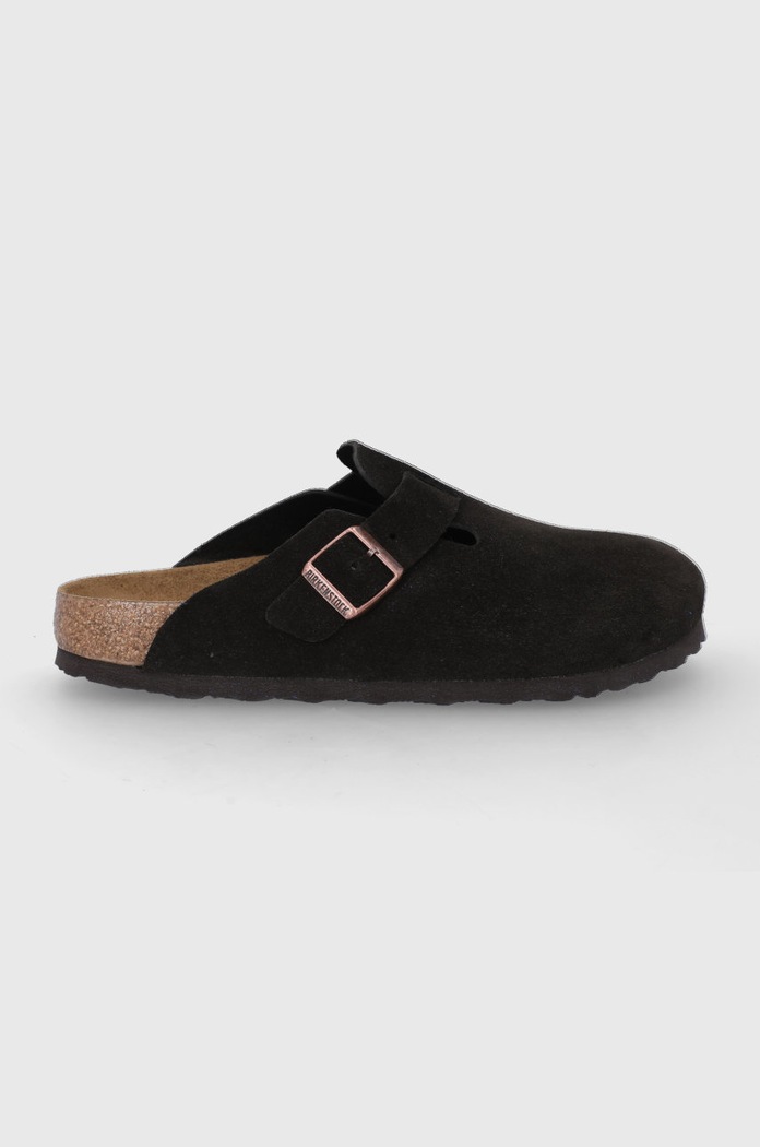 Birkenstock papuci din piele Boston maro 660463