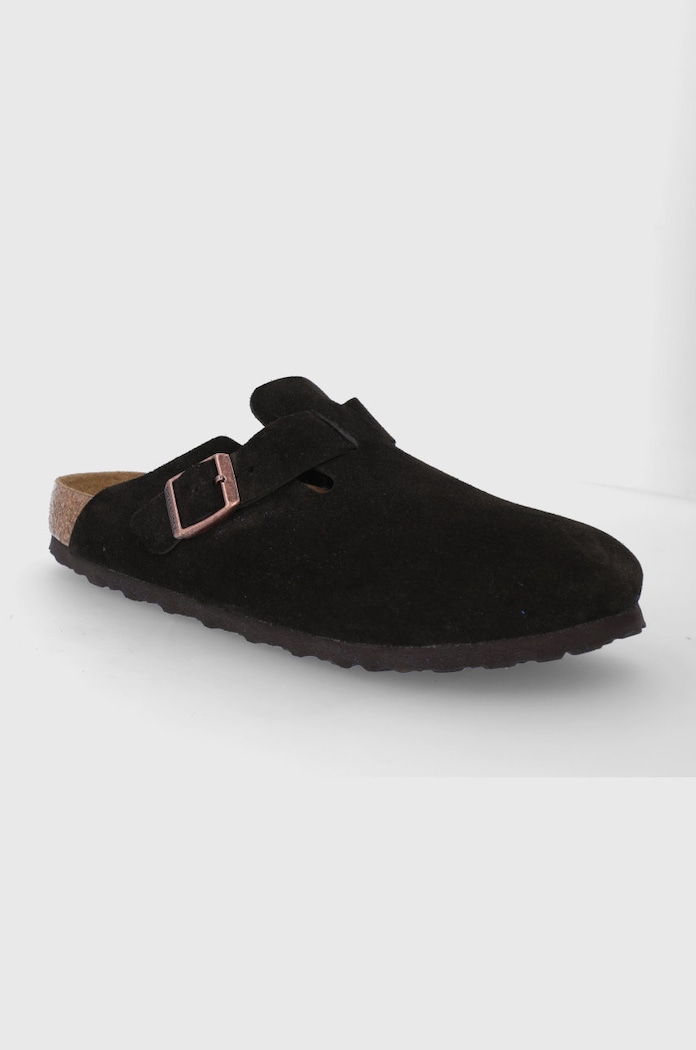 Birkenstock papuci din piele Boston 660463 maro AA00