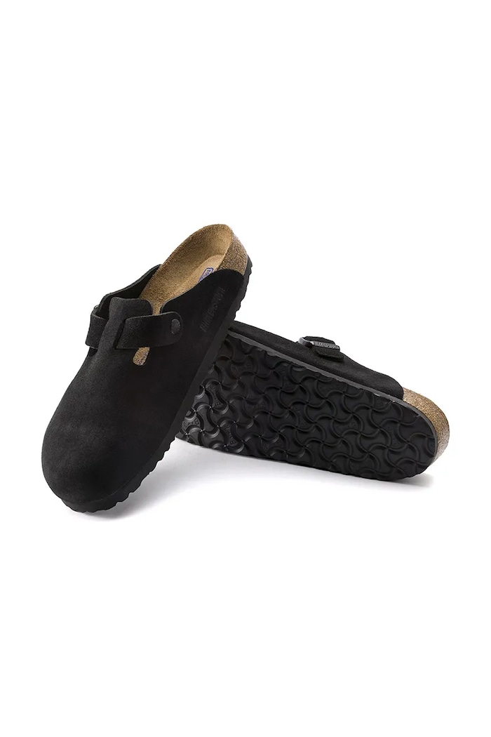 Semišové šľapky Birkenstock Boston čierna 660473