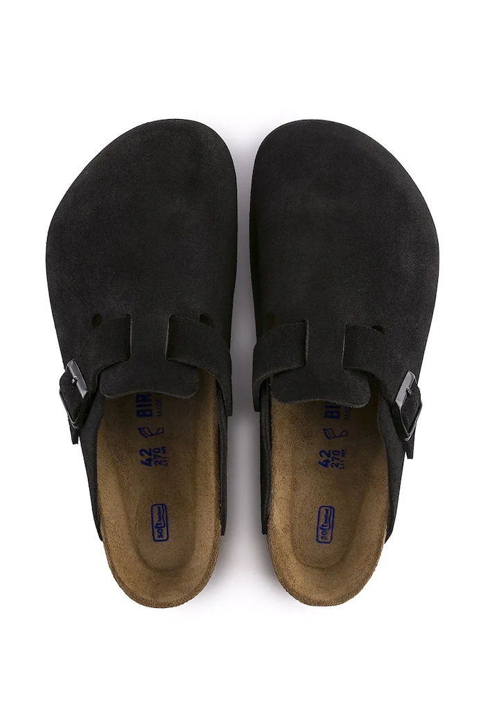 Semišové šľapky Birkenstock Boston 660473 čierna