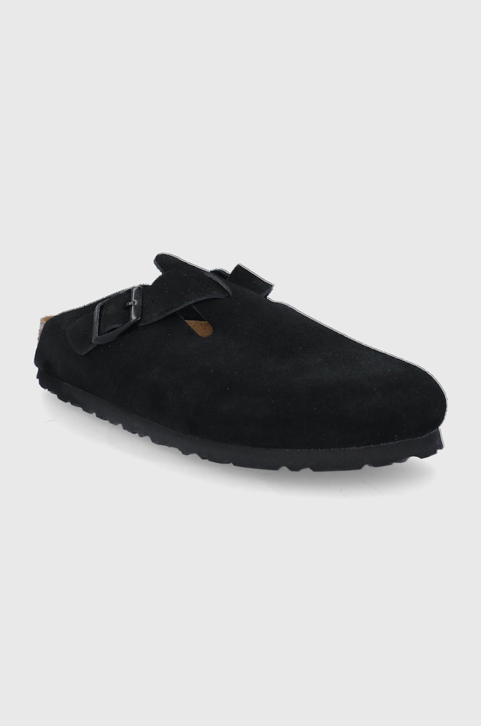 Birkenstock papuci din piele Boston 660473 negru AA00