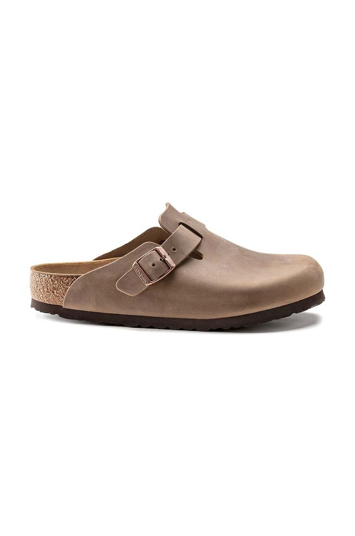 Nubukové pantofle Birkenstock Boston semišová kůže hnědá 960813