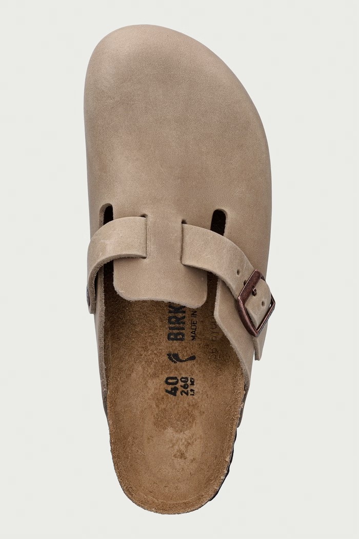 Birkenstock Boston ciabatte slide da donna in nubuk marrone 960813