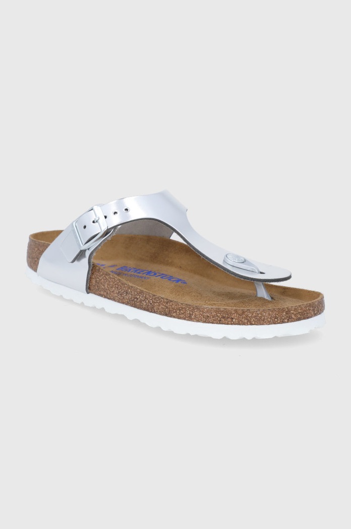 Birkenstock leather flip flops Gizeh 1003675 silver SS24