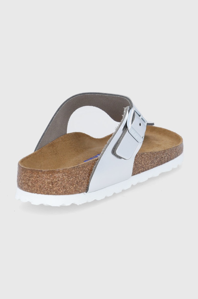 Shoes Birkenstock leather flip flops Gizeh 1003675 silver