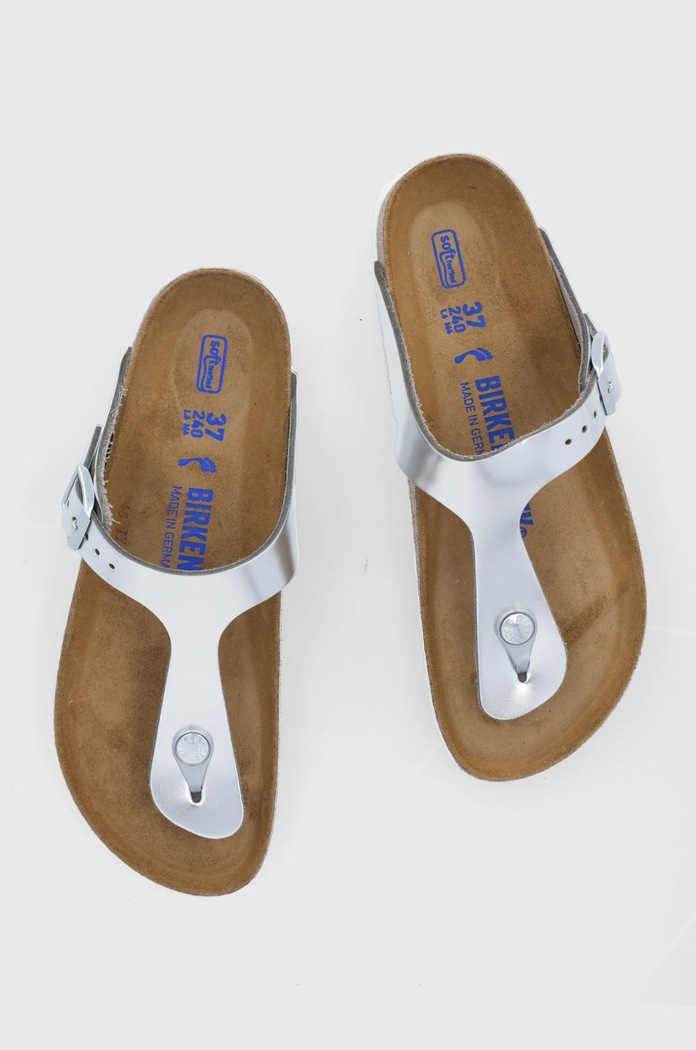 Birkenstock leather flip flops Gizeh silver 1003675