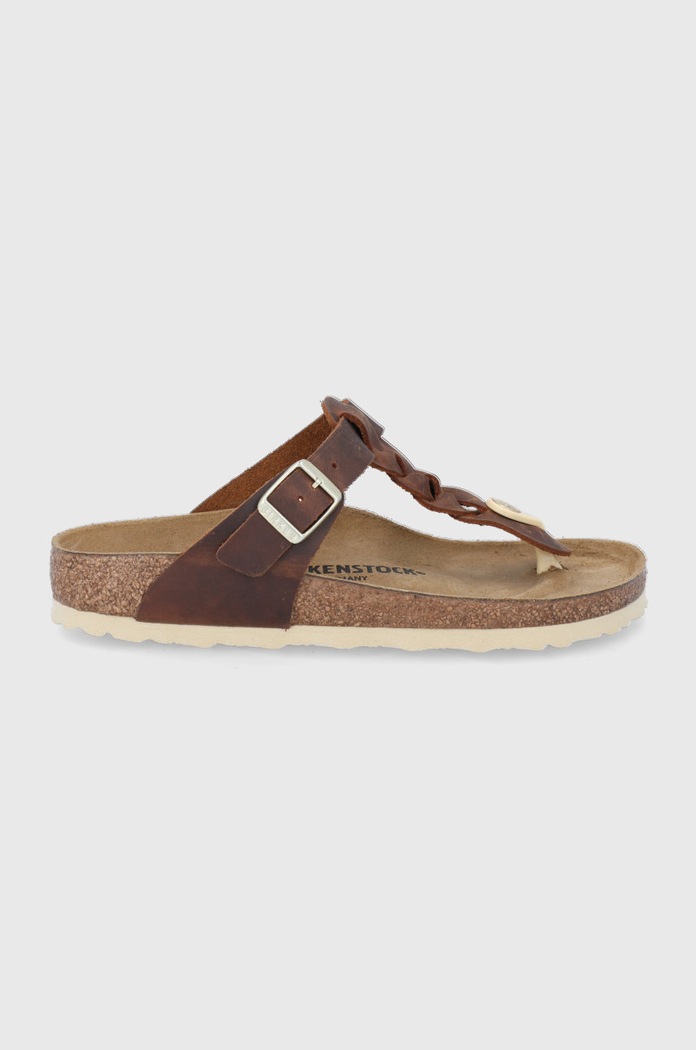 Birkenstock bőr flip-flop Gizeh nappa bőr barna 1021336