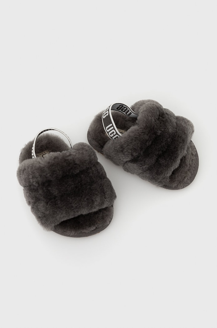 Chłopiec UGG kapcie dziecięce Fluff Slide And Lovey 1124941I.CHRC szary