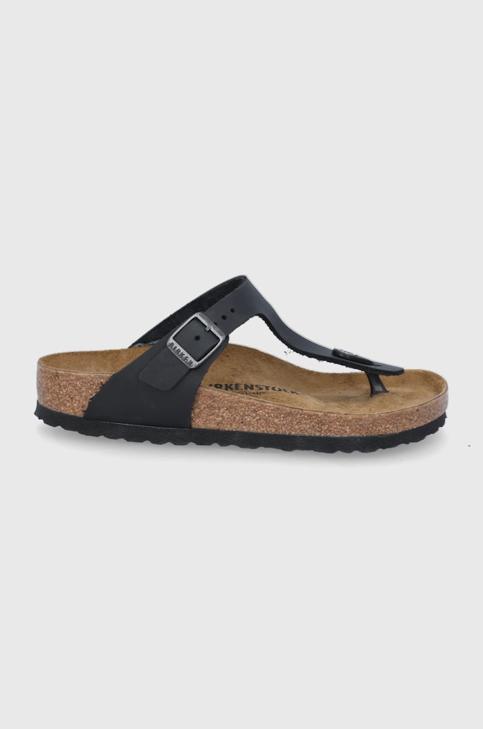 Birkenstock șlapi din nubuc Gizeh plat negru 845251