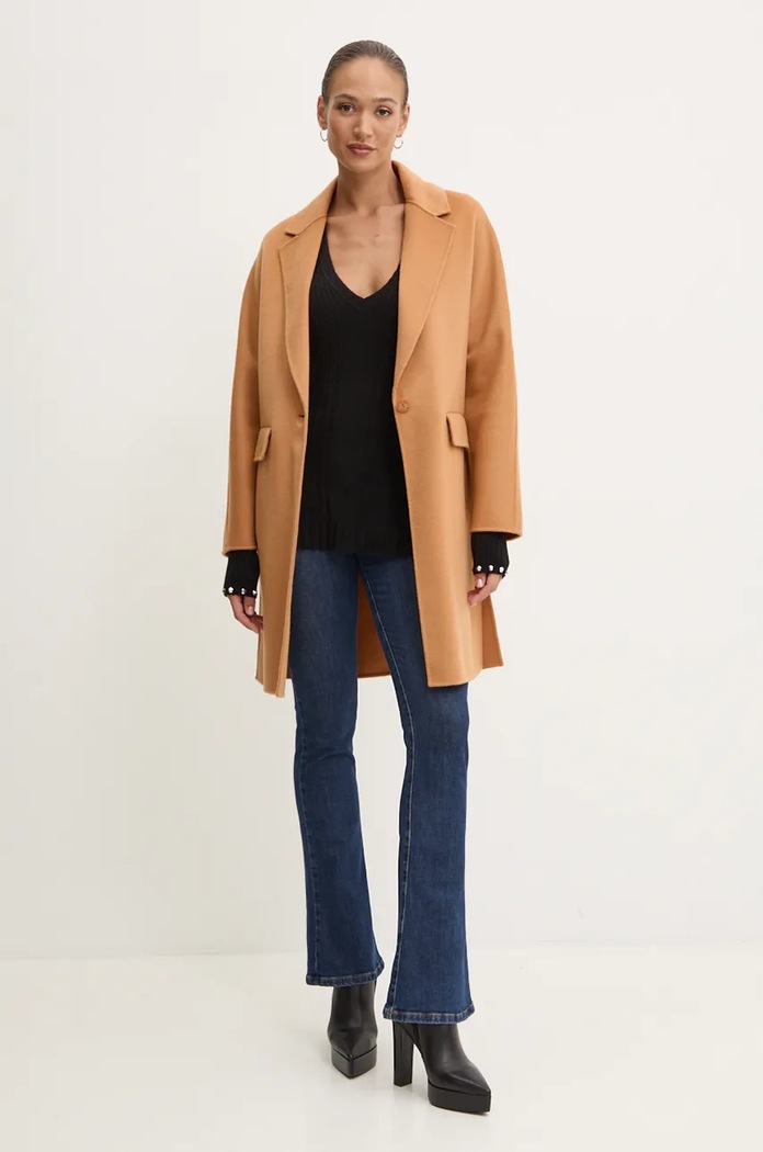 Vlněný kabát Patrizia Pepe 8O0004.A006 béžová AW24