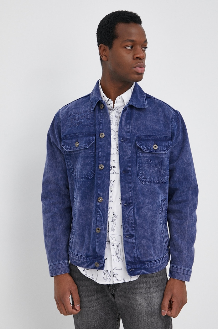 Desigual kurtka jeansowa 22SMED08 niebieski 22SMED08